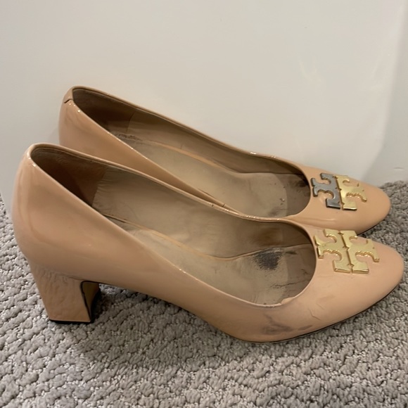 Nude Patent Tory Burch Block Heels Size 8.5 - Picture 2 of 3